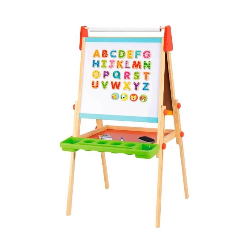 Πίνακας Επιδαπέδιος Ξύλινος 2 Όψεων με Αξεσουάρ, Tooky Toy